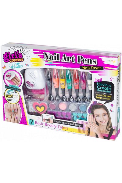Palmonix Palmonix manicure/pedicure set for children with markers, nail dryer and accessories, 18 items