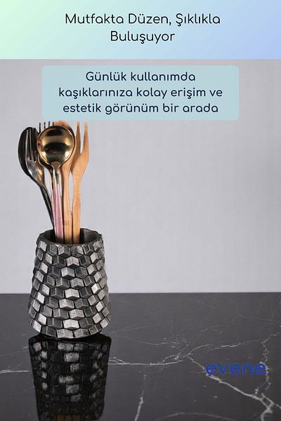 Evene Suport pentru tacâmuri de blat Suport decorativ pentru tacâmuri vertical Cilindru Suport pentru tacâmuri argintiu Culoare antică Model 84