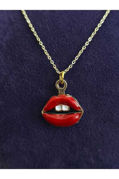 sarıyer silver نموذج الشفاه والحاجبين الأحمر، قلادة من الفولاذ المقاوم للصدأ ...