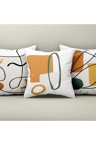 Lenjerii Deosebite Set 3 fete perna decorative 43x43cm, Linii Abstracte