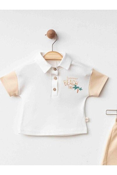 Zekids Baby Boy Organic Cotton Collar T-Shirt Shorts Set