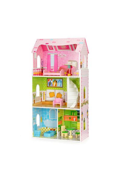 SMARTIC Wooden dollhouse V1, 8 pieces of furniture, 5 rooms, age 3 years+, Smartic, multicolor