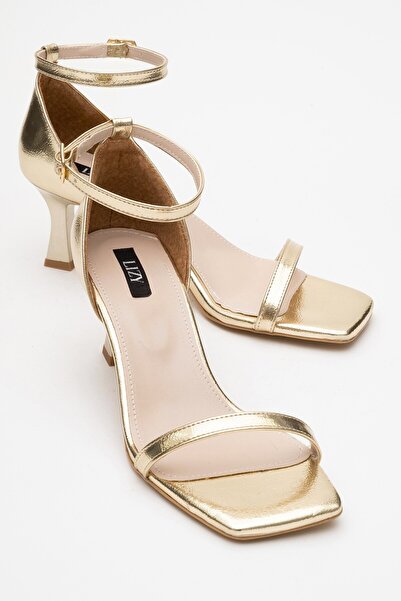 Lizy Shoes Злато - Дамски сандали с висок ток и единична каишка