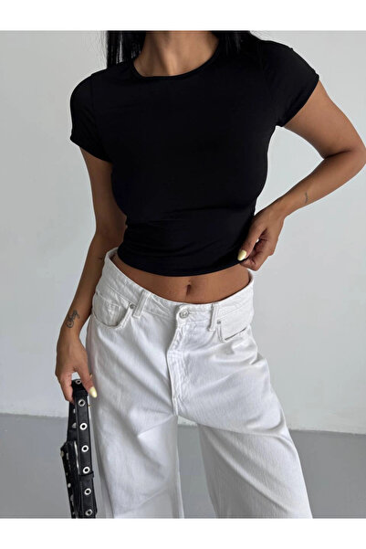 hazelin Women's Black Crew Neck Sandy Blouse Hzl25S-Fry123191