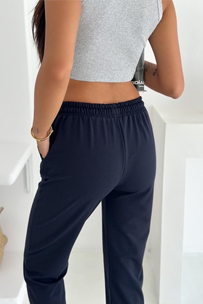 FEMELLE Γυναικείο παντελόνι Navy Blue με ελαστικά πόδια και μέση