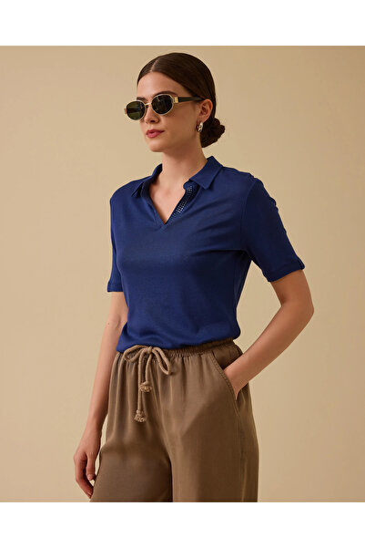 SEÇİL Polo Yaka Taş Detaylı Tişört