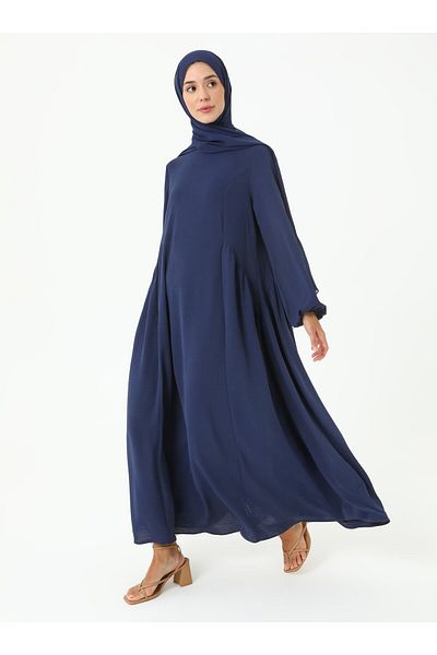 Refka Χαλαρό Φόρεμα Hijab με λεπτομέρεια με κορδόνια - Navy Blue - Refka