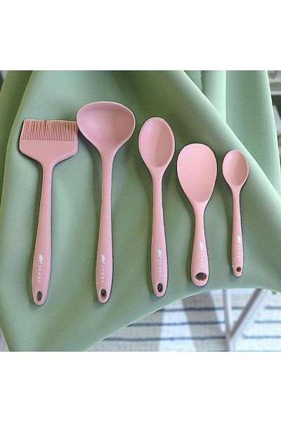 Gead Blackseries5 Premium Silicone Spoon & Sauce Brush & Ladle Powder Pink