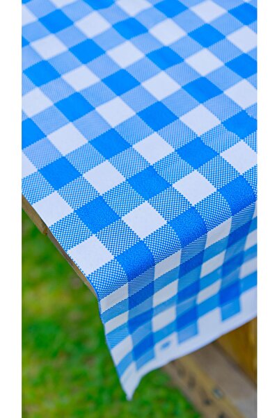 PALPAK Blue Plaid Patterned Wipeable Tablecloth (120X230 cm)