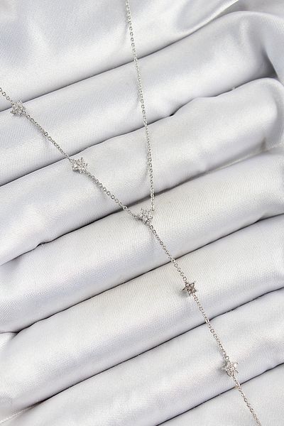 Store Brass Zircon Stone Row Star Figure Y Model Silver Color Women's Necklace