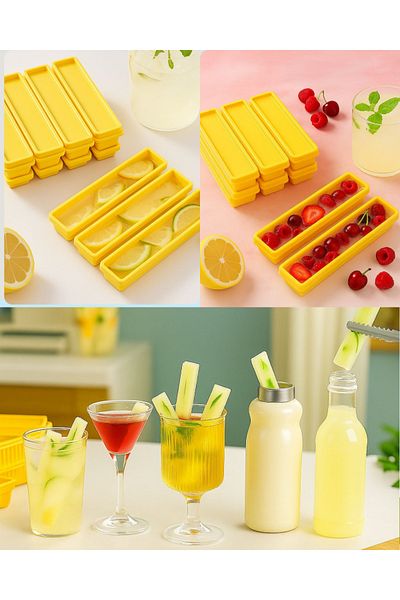 AYGÖREN HOME 6-Piece Rectangular Silicone Ice Mold 6-Piece Silicone French Fries Ice Box Cocktail Presentation Ice Mold 13cm