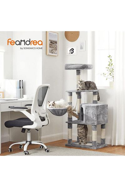 feandrea Cat Play Set, Tree Type, With 2 Cushions, 54x40x138cm, Gray