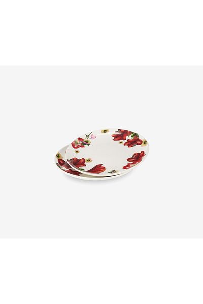 Tchibo Set of 2 Printed Plates, White Combo