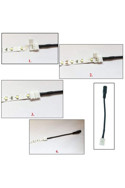 OEM Cablu alimentare benzi Led 8mm, cu conector 2.1/5.5mm mama la conexiune 2 pini, lungime 15cm, negru