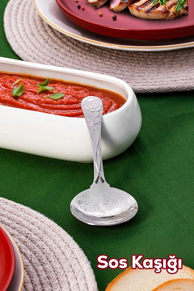 Porsima 5216 Metal Silver Sauce Spoon-Spoon 13 cm