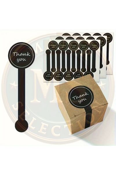 MS Major Selection 56 Pieces Thank You Printed Long Label Packaging Label (3X10 cm)