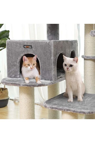 feandrea Cat Play Set, Tree Type, With 2 Cushions, 70x60x112cm, Gray