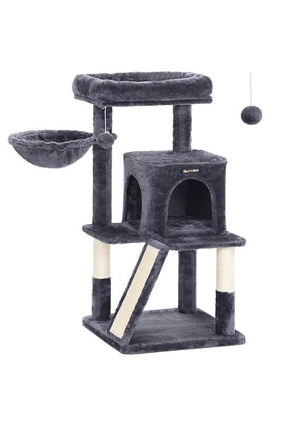 feandrea Cat Play Set, Tree Type, With 2 Cushions, 48x48x96cm, Gray