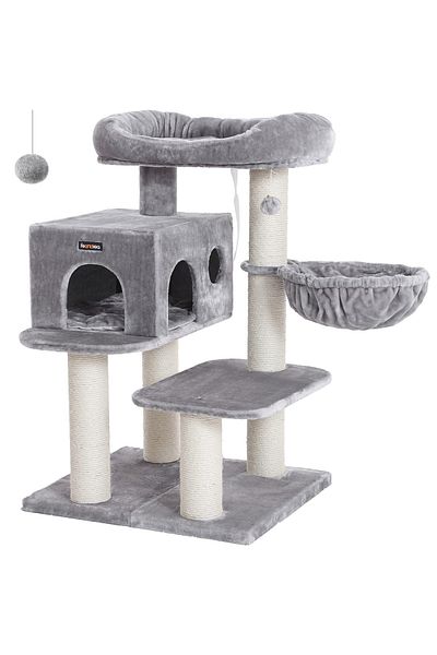 feandrea Cat Play Set, Tree Type, With 2 Cushions, 70x60x112cm, Gray