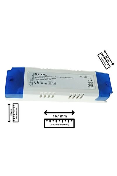 Blow Alimentator compact pentru LED-uri, 220V la 12V-5A, 60W, Blow 12728, alb cu albastru
