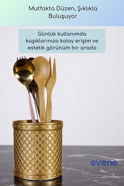 Evene Suport pentru tacâmuri de blat Suport decorativ pentru tacâmuri vertical Cilindru Suport pentru tacâmuri Culoare aurie Model 90