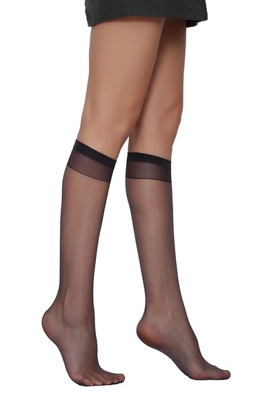 Daymod Women's Smoked Lady Fity 15 Thin Shiny Toeless Knee High Socks Pack of 6