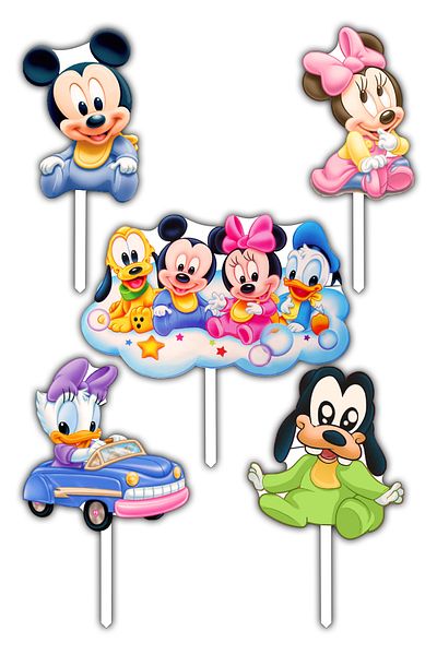 Bloom Atelier Baby Mickey Cake Topper, Set of 5 Cake Accessories, Cake Decoration Accessories, Cake Decorations
