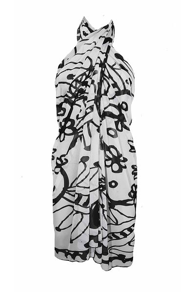 Bolder Curve Mesh Transparent White/Black Pareo