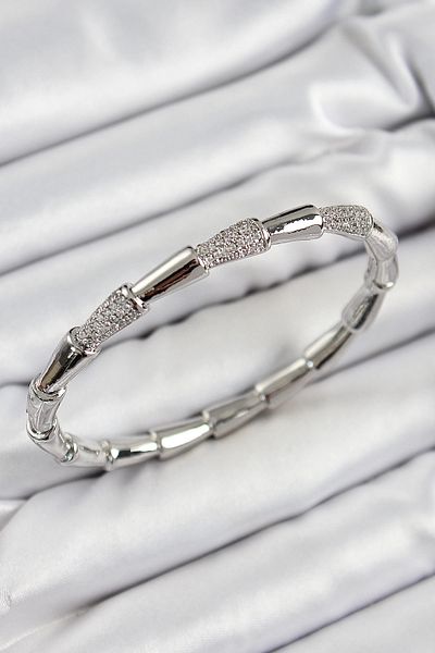 melfxxl eticaret Bfs Brass Zircon Stone Bone Model Silver Color Vip Women's Bracelet