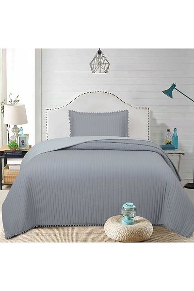 Bella Home Sofia Pompom Single Bedspread Set - 180X240 cm