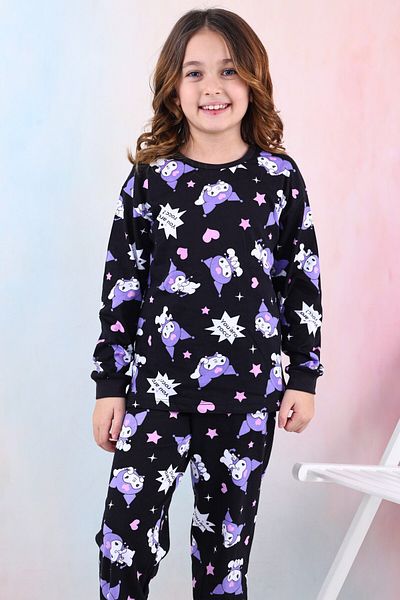 bunny hopp Set de pijamale pentru fete, 100% bumbac, din bumbac pieptănat, cu mânecă lungă, cu decolteu, 3-13 ani