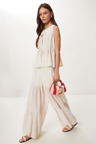 Lovelyİstanbul Flounced Viscose Trousers Blouse Set