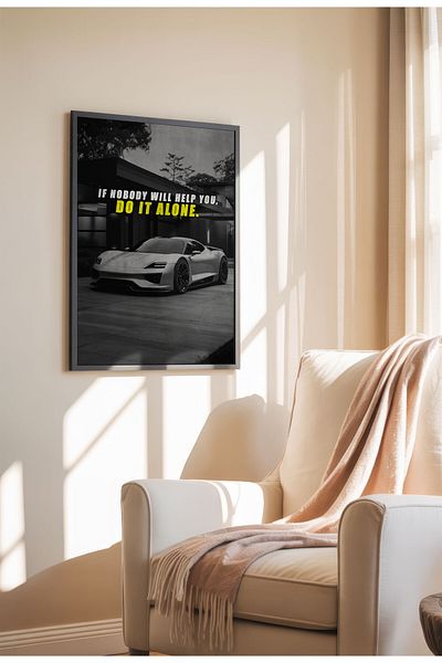 21mxm Frameless Motivational Wall Poster, Supercar Art, "Stop Until Proud" Quote, Fast Mindset 2025
