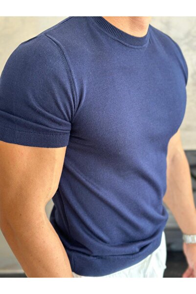 ECARTS Men's Slim Fit Cotton Crew Neck Tshirt Navy Blue Eca021