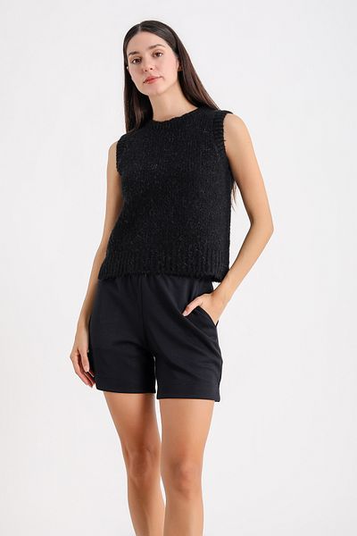 Barbara Baileys Crew Neck Feathered Slit Sweater
