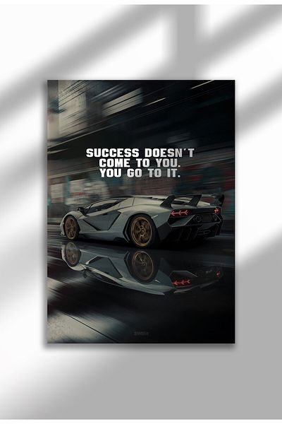 21mxm Motivational Canvas Poster, GT-R Night Drive Art, "Crave Success" Quote, Fuel Your Hustle 2025