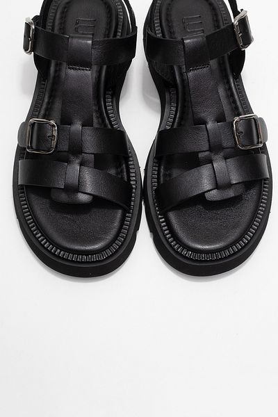 LuviShoes Sandale de damă MELVIN din piele naturală neagră