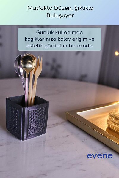 Evene Μπολ Κουτάλια Πάγκου Διακοσμητικό Όρθιο Κουτάλι Κύλινδρος Κουτάλι Μαύρο Χρώμα Μοντέλο 86