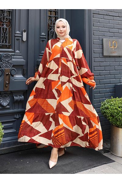 VAV Patterned Dress - Orange - Vav