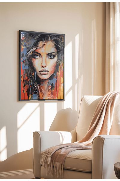 21mxm Street Art Poster, Vibrant Graffiti Portrait, Frameless Modern Canvas, Urban Vibe 2025