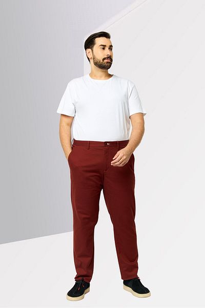 Gant Men Slim Fit Solid Chino Pants, Dark Rust