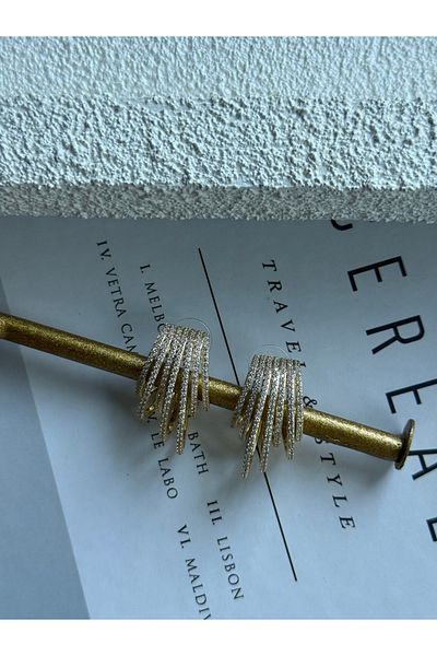 Rossetto Atelier Imported Special Production All Zircon Stone Row Hoop Earrings