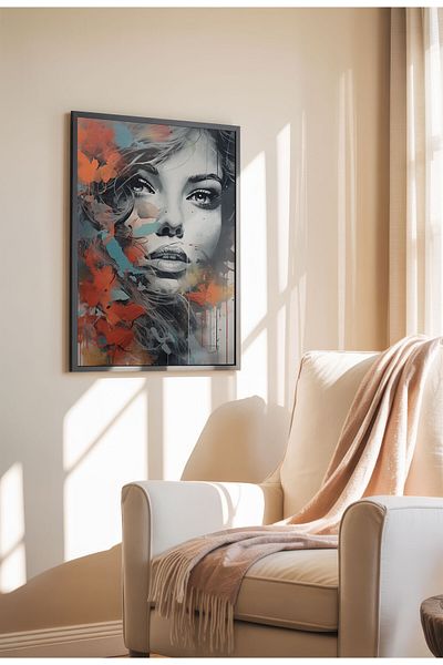 21mxm Street Art Poster, Vibrant Graffiti Portrait, Frameless Modern Canvas, Urban Vibe 2025