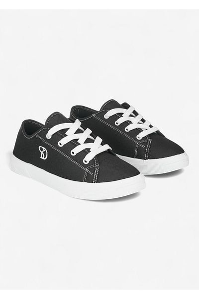 SOLDOY Pantofi sport de damă, negru, alb, din in