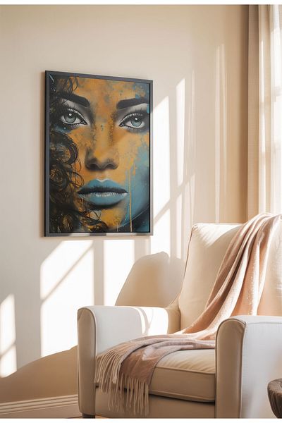 21mxm Street Art Poster, Vibrant Graffiti Portrait, Frameless Modern Canvas, Urban Vibe 2025