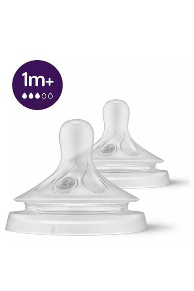 Philips Avent Tetina Philips Avent SCY963/02, +1 luni, tetina fara scurgeri, debit 3, fara BPA, 2 bucati