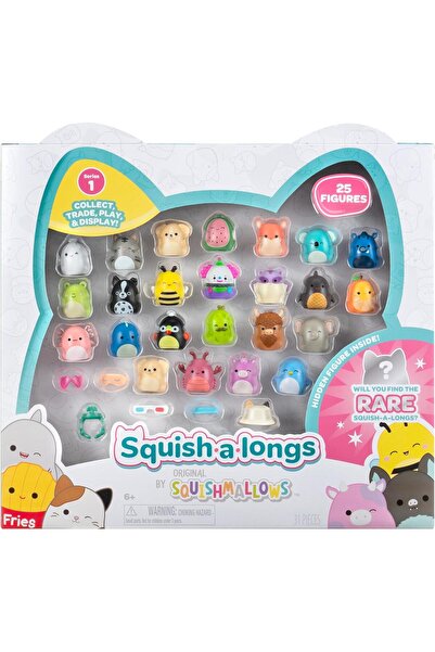 Squish-a-longs مجموعة ألعاب إسفنجية صغيرة للأطفال | ألعاب إسفنجية ناعمة + ٥ ملحقات، خاتم ودليل للمقتنيات