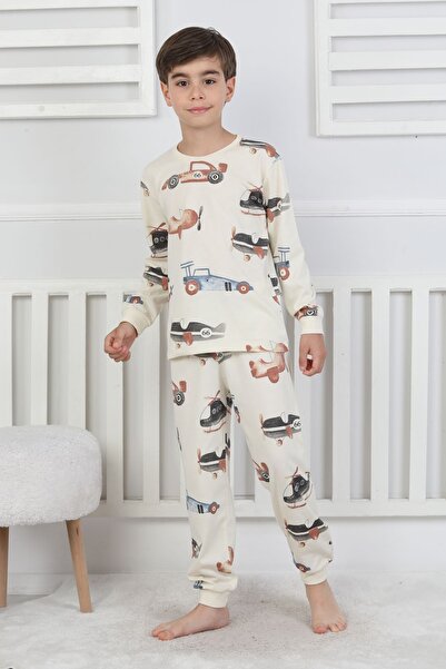 ZUZUNGA Racing Car And Aeroplane Desenli Erkek Çocuk Pijama Takımı