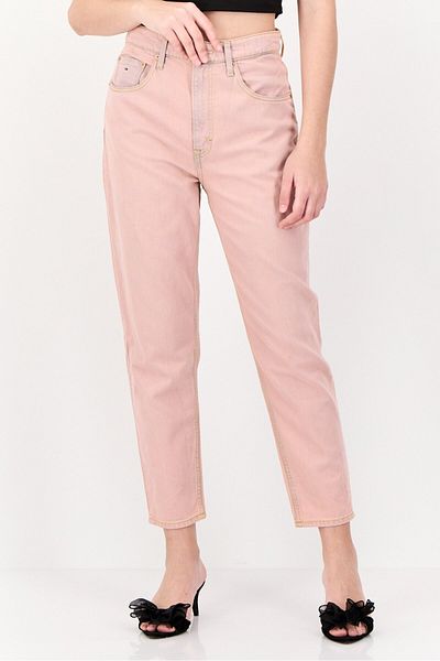 Tommy Jeans Women Tapered Fit Wash Stretchable Denim, Pink