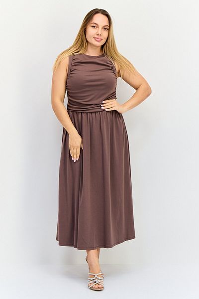 Bebe Women Solid Midi Dress, Chocolate Brown